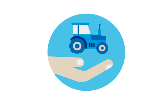 icono de una mano y un tractor